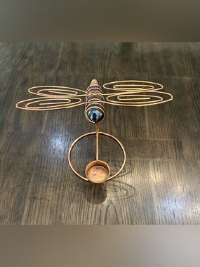 Copper Dragonfly tea candle holder